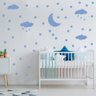 Adesivo de Parede Infantil Nuvens Lua e Estrelas Azul - 1