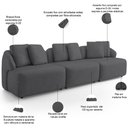 Ver imagem 4 de Sofá 3 Lugares para Sala de Estar Living 228cm Arlo F04 Veludo Grafite - Lyam Decor