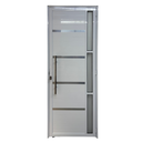 Ver imagem 1 de Porta de Aluminio Lambril Branco com Puxador, Vidro e Friso Linha 25 - 210x80 Esquerda