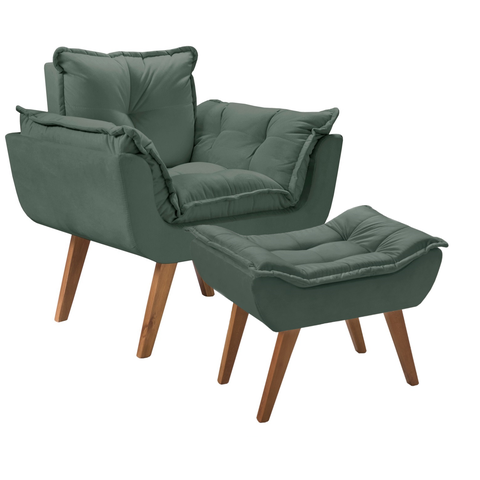 Kit Poltrona Opalla com Puff Moveis D Salla Verde