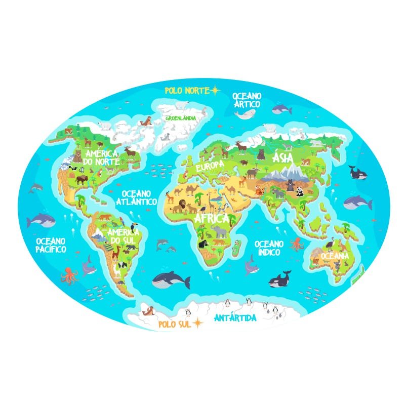 Adesivo Mapa Mundi Infantil para Quarto 106x72cm - 2