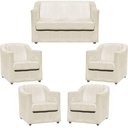 Ver imagem 1 de Kit Namoradeira Decorativa + 4 Poltronas para Sala Manicure Recepção Consultório Mila Suede