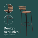 Ver imagem 4 de Kit 4 Banquetas 80cm para Balcão Ilha Bancada Área Gourmet Encosto em Junco Banco Itagold