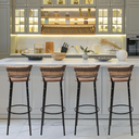 Ver imagem 5 de Kit 4 Banquetas 80cm para Balcão Ilha Bancada Área Gourmet Encosto em Junco Banco Itagold