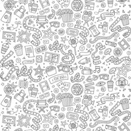 Papel de Parede Desenho para Colorir Cinema 2,70x0,57m - 1