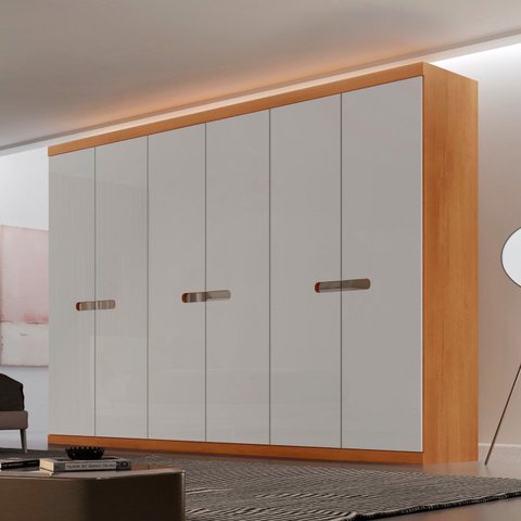 Guarda Roupa Casal França 100% MDF 6 Portas e 6 Gavetas Marrom/Marromle/Off White