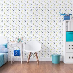 Papel de Parede Adesivo Infantil Foguete Sol e Lua 2,70x0,57m - 2