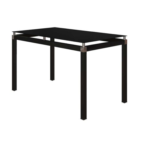 Mesa de Jantar Tubular 4 Lugares Malva Tampo Vidro Temperado 107cm Sf Preto - Movelpolo