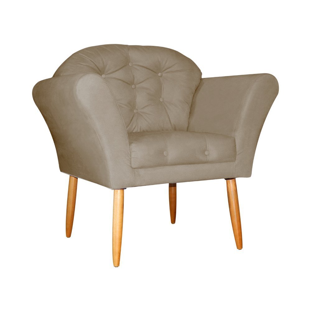 Conjunto 2 Poltronas Estofada Para Recepção Clínica Amélia Suede Cappuccino - DL DECOR - 2