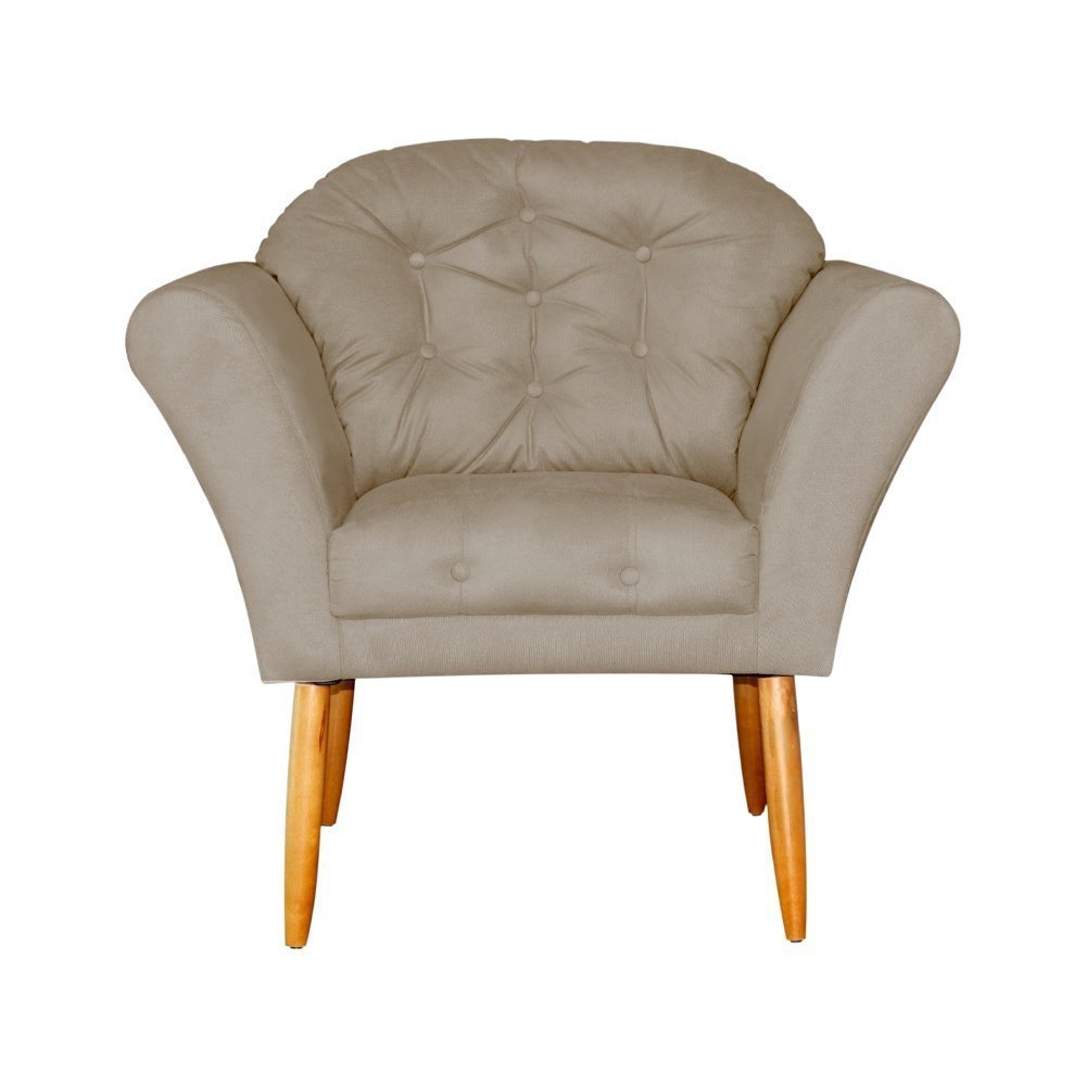 Conjunto 2 Poltronas Estofada Para Recepção Clínica Amélia Suede Cappuccino - DL DECOR - 1