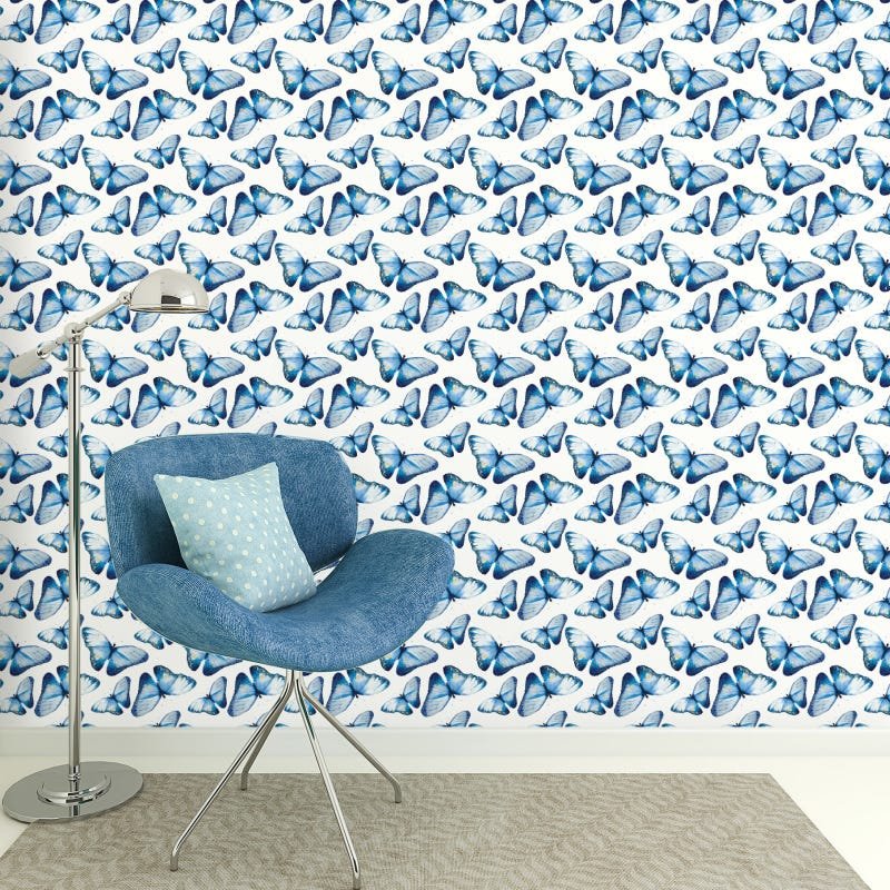 Papel De Parede Azul Xadrez Adesivo 2,70x0,57m