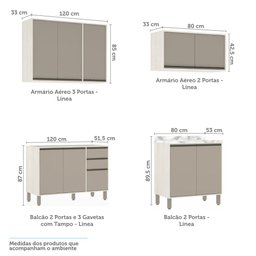 Cozinha Completa Modulada 5 Peças com Armários e Balcões Linea Luciane Móveis - 5
