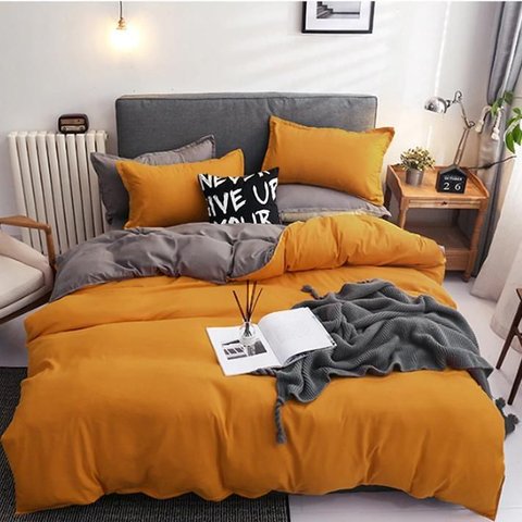 Jogo de Cama Casal Comum Amarelo 7 Pç Edredom de 240x240cm