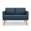 Ver imagem 3 de Kit 01 Namoradeira 02 Lugares e 02 Poltronas Mari Suede Pés Palito Castanho - D’Rossi Azul Ma