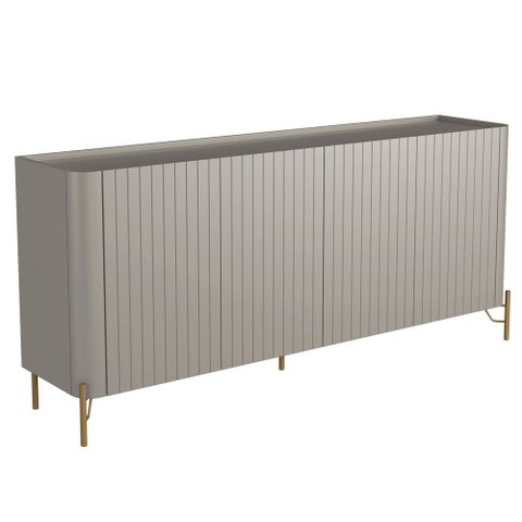 Aparador Buffet Sala de Jantar 4 Portas Brise Pés Industrial Dourado Naim I03 Grigio - Lyam Decor