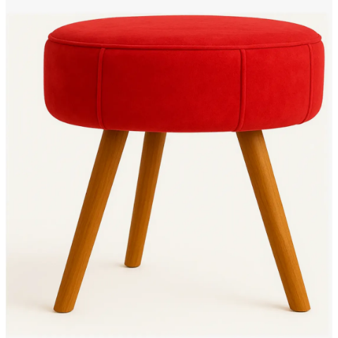 Puff Redondo Decorativo Magnus Penteadeira Madeira:Vermelho
