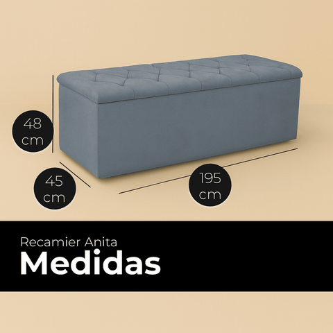 Recamier Bau Estofado Casal King Padrão Anita 195 Cm Veludo
