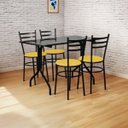 Ver imagem 2 de Conjunto Mesa Retangular 70x120cm Preta com 4 Cadeiras Epoxi