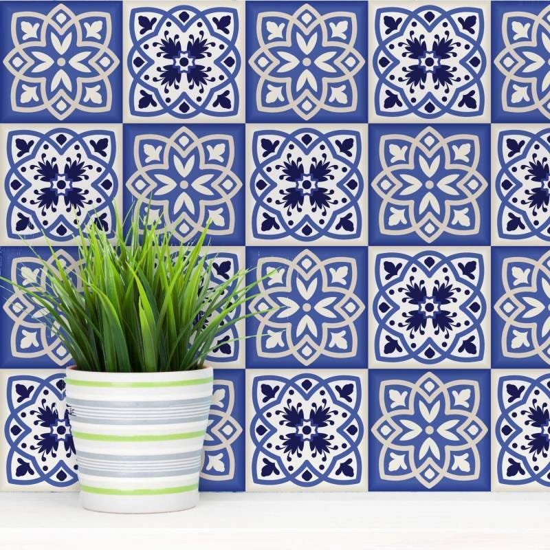 Adesivo de Azulejo para Cozinha Azul Vila Real 10x10 100un