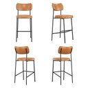 Ver imagem 1 de Conjunto 4 Banquetas Alta Stela Base Metálica Preta Couríssimo Whisky - Belliv Decor