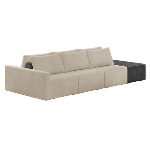 Sofá Ilha 3 Lugares Living 312cm Modulado Lary Bouclê Pu Pto K01 Cor Verde