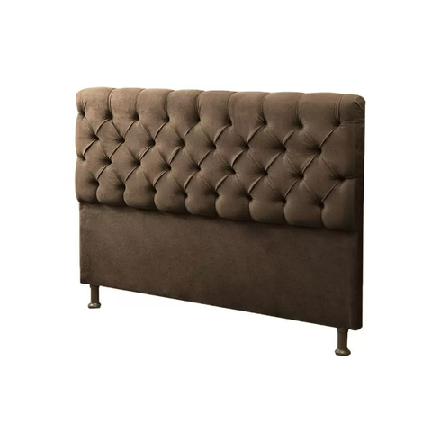 Kit Cabeceira com Baú Mirage Capitonê 90 cm Suede Marrom - Biselo's Decor