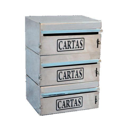 Caixa Correio Condomínio Frontal para Muro Inox 3 Módulos