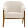 Poltrona Sala de Estar Luna Base Madeira Castanho Bouclé Off White - Nexta Casa - 6