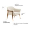 Poltrona Sala de Estar Luna Base Madeira Castanho Bouclé Off White - Nexta Casa - 4