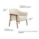 Ver imagem 4 de Poltrona Sala de Estar Luna Base Madeira Castanho Bouclé Off White - Nexta Casa