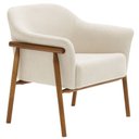 Ver imagem 1 de Poltrona Sala de Estar Luna Base Madeira Castanho Bouclé Off White - Nexta Casa