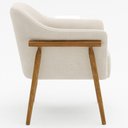 Ver imagem 7 de Poltrona Sala de Estar Luna Base Madeira Castanho Bouclé Off White - Nexta Casa