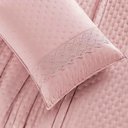 Ver imagem 3 de Kit Cobre Leito Colcha Nobre Casal Queen 3 Peças Micropercal 200 Fios Matelado - Sal Rosa