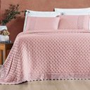 Ver imagem 5 de Kit Cobre Leito Colcha Nobre Casal Queen 3 Peças Micropercal 200 Fios Matelado - Sal Rosa
