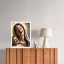 Ver imagem 2 de Quadro Maria e Menino Jesus Sorrindo 33x24cm:madeira Preta