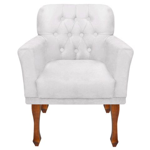 Poltrona Decorativa Resistente Sala Athena - Suede Branco