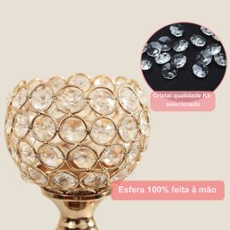 Castiçal De Vela Cristal Dourado 16 cm - Par - 4