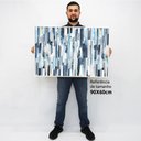 Ver imagem 2 de Quadro Decorativo em Canvas Abstrato Listras Multicoloridas e Azuladas TaColado Moldura Flutuante 4,