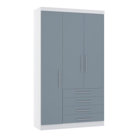 Guarda Roupa Dormitório Modulado Alpes 3 Portas 4 Gavetas - Módulo Roupeiro Alpes - Luciane:azul