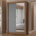 Ver imagem 1 de Guarda-roupa Solteiro 2 Portas de Correr com Espelho 2 Gavetas Rustic/cinza Vivare Madesa Rustic/