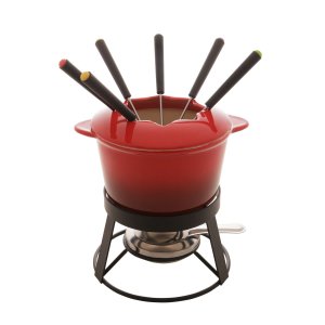 Aparelho Fondue 11 Peças Cerâmica Vermelha Base Metal Wolff