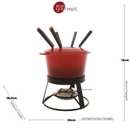 Aparelho Fondue 11 Peças Cerâmica Vermelha Base Metal Wolff - 6
