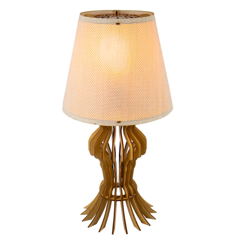 Abajur Luminária Mesa Madeira Mdf Sala Quarto Mesa de Cabeceira Cor:marfim