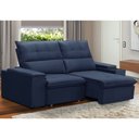 Ver imagem 2 de Sofá Retrátil Reclinável para Sala 3 Lugares 210cm Niels F04 Veludo Azul - Lyam Decor