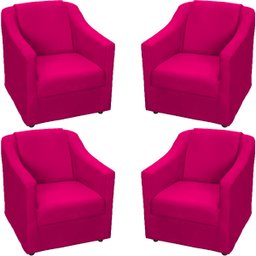 Kit 4 Poltronas Decorativas para Sala de Espera Recepção Escritório Consultório Suede - 1