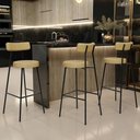 Ver imagem 2 de Kit 06 Banquetas Alta Bar Cozinha Sala de Jantar Estrutura em Aço Milão L02 Couríssimo Fendi -