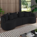 Ver imagem 2 de Sofá 3 Lugares Orgânico Sala de Estar Living 250cm Ekos K01 Veludo Preto - Lyam Decor
