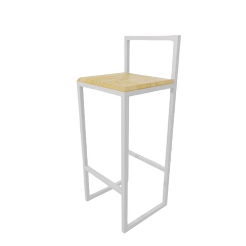 Banqueta Alta Balcão Bistrô Industrial Branca Premium Madeira Pinus