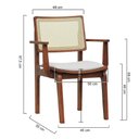 Ver imagem 2 de Cadeira Gus Madeira Maciça Com Braço Encosto Telinha Assento Anatômico - Amêndoa Estofado Linho Bege