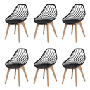 Ver imagem 1 de Conjunto 6 Cadeiras Kaila Pretas Polipropileno Base Wood para Sala de Jantar e Espaço Gourmet